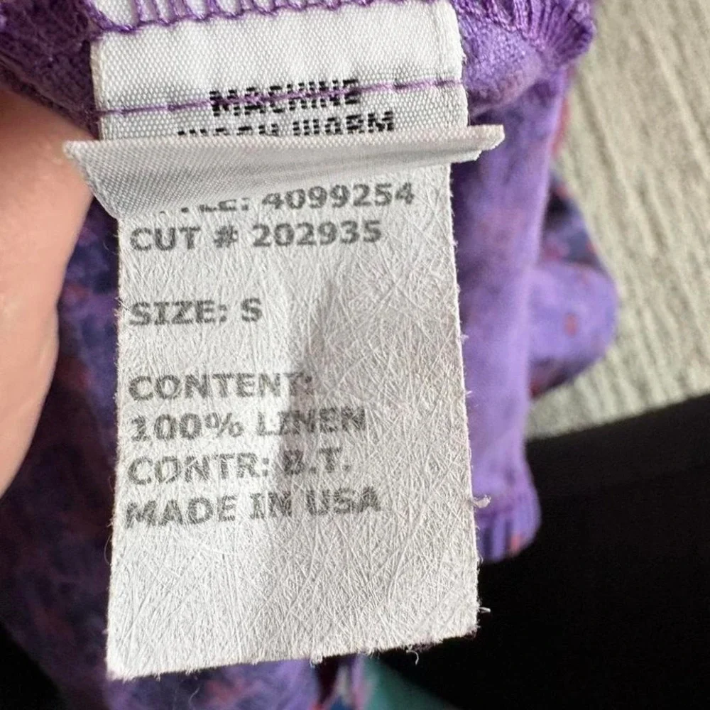 Cut Loose Midi Skirt A-Line Floral Purple Pink Linen Buttons Women's S Low Rise - Picture 6 of 8